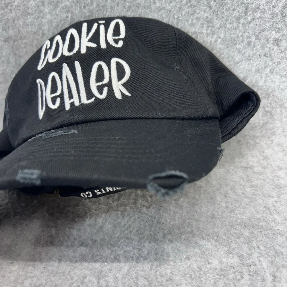 Cookie Dealer Distressed Dad Hat Black Baseball Cap Embroidered Strapback